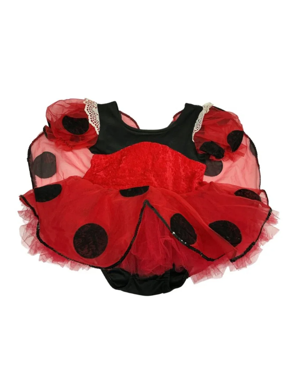 Ladybug Toddler 2T 3T Red Black Polka Dot Tulle Skirt Costume Dress With Wings